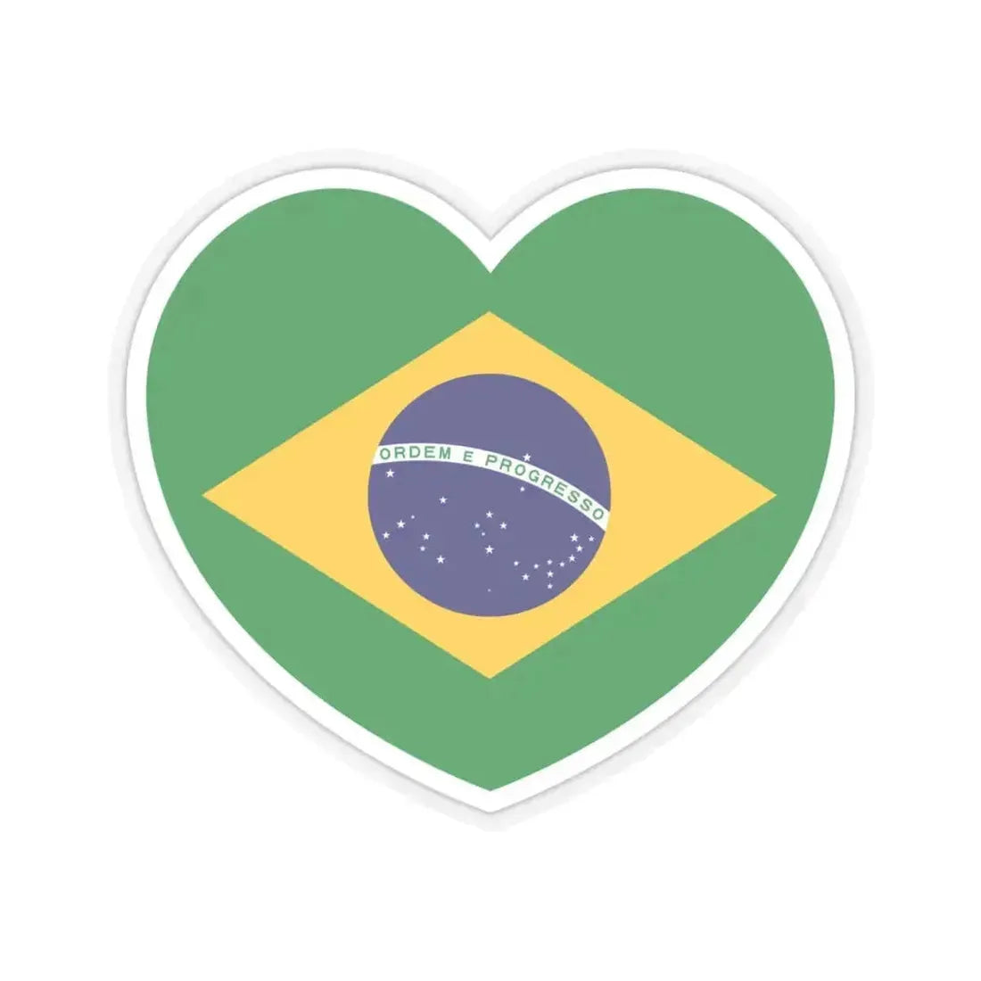 Heart Flag of Brazil - STICKER Vinyl Kiss-Cut Decal 4 Inch Transparent - The Sticker Space