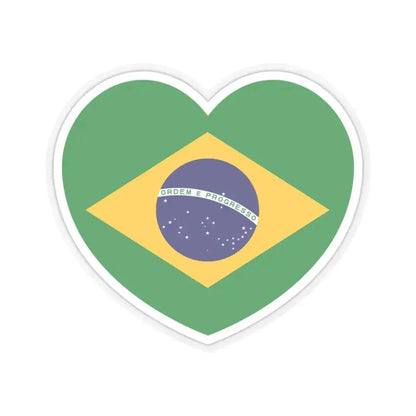Heart Flag of Brazil - STICKER Vinyl Kiss-Cut Decal 4 Inch Transparent - The Sticker Space