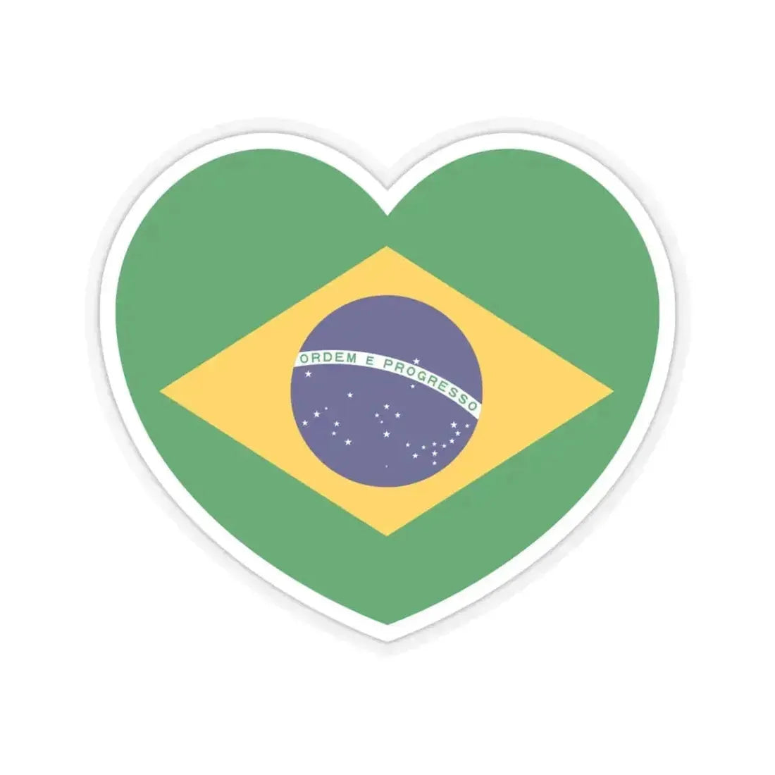 Heart Flag of Brazil - STICKER Vinyl Kiss-Cut Decal 6 Inch Transparent - The Sticker Space