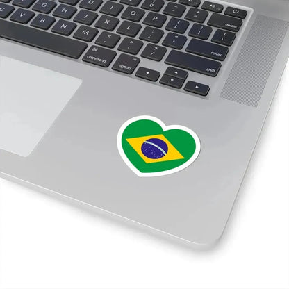 Heart Flag of Brazil - STICKER Vinyl Kiss-Cut Decal - The Sticker Space