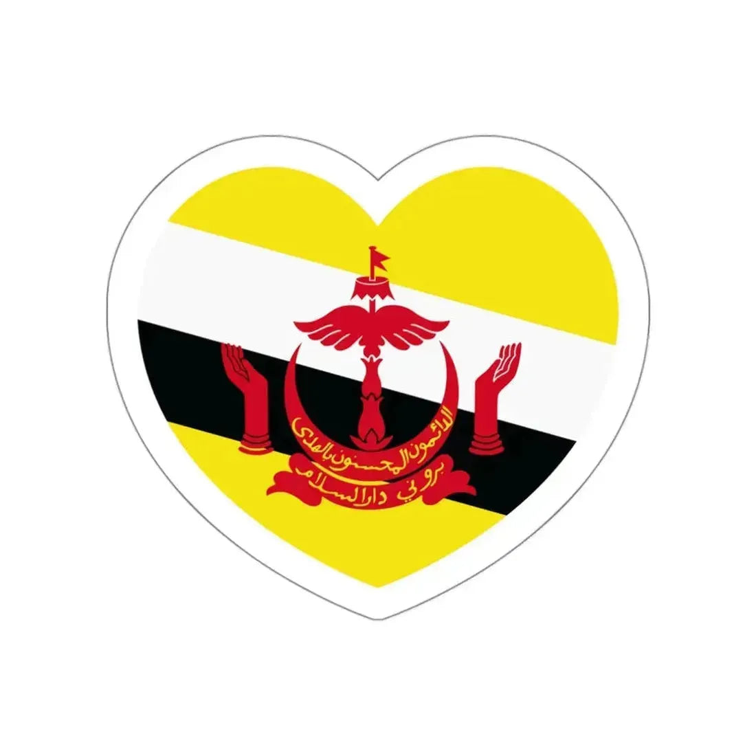 Heart Flag of Brunei - STICKER Vinyl Die-Cut Decal White Die-Cut 3 Inch - The Sticker Space