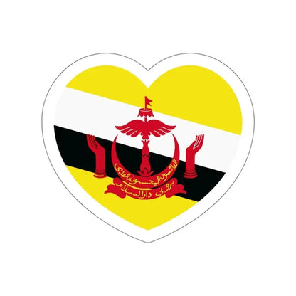 Heart Flag of Brunei - STICKER Vinyl Die-Cut Decal White Die-Cut 4 Inch - The Sticker Space