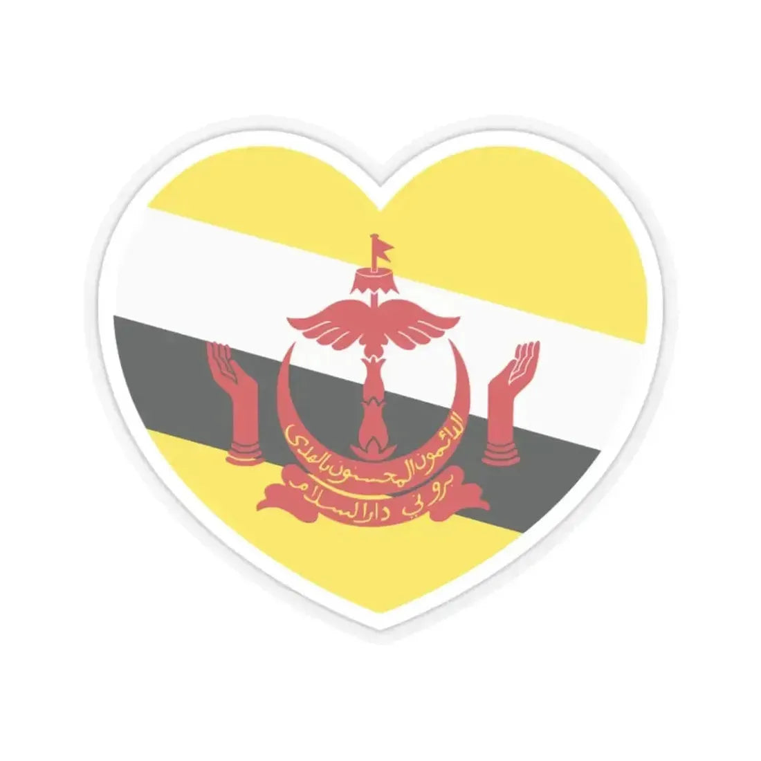 Heart Flag of Brunei - STICKER Vinyl Kiss-Cut Decal 2 Inch Transparent - The Sticker Space