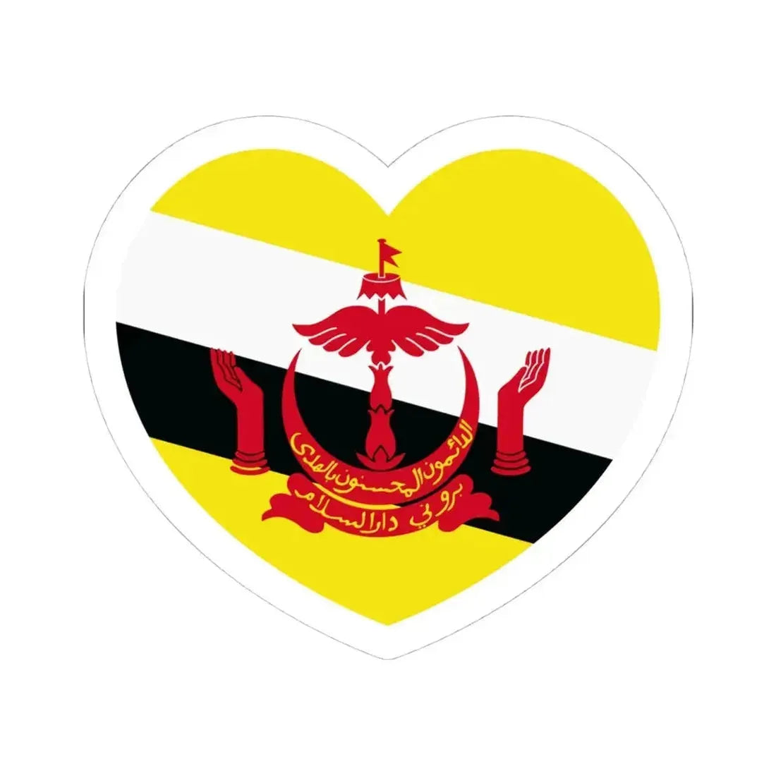 Heart Flag of Brunei - STICKER Vinyl Kiss-Cut Decal 4 Inch White - The Sticker Space