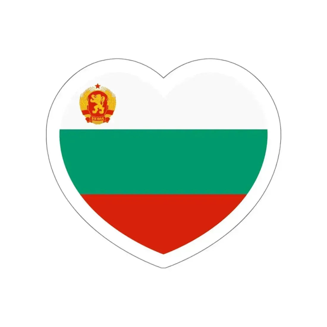 Heart Flag of Bulgaria 1946-1948 - STICKER Vinyl Die-Cut Decal White Die-Cut 4 Inch - The Sticker Space