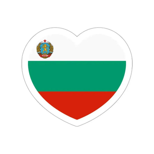 Heart Flag of Bulgaria 1948-1967 - STICKER Vinyl Die-Cut Decal White Die-Cut 2 Inch - The Sticker Space