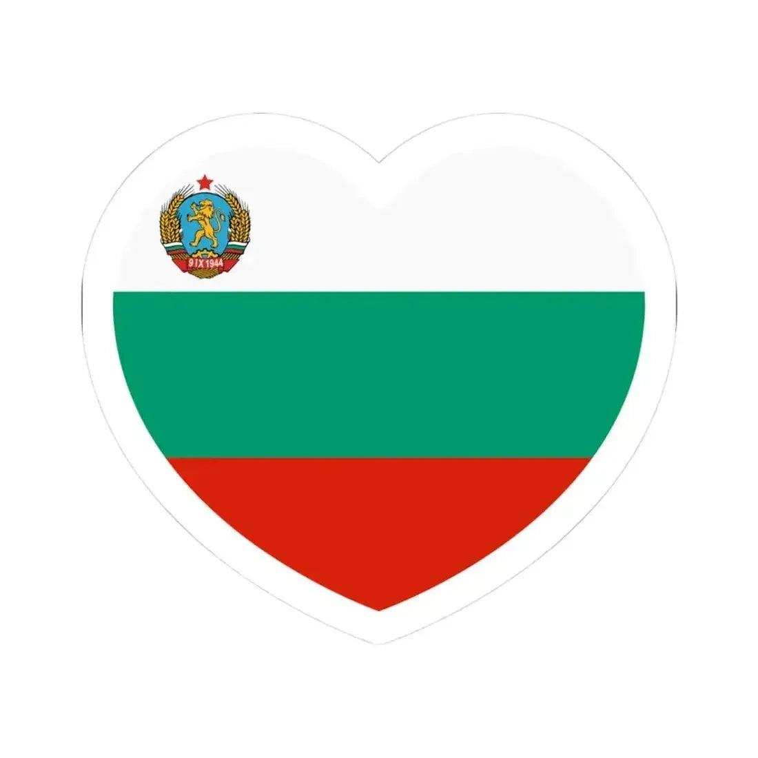 Heart Flag of Bulgaria 1948-1967 - STICKER Vinyl Kiss-Cut Decal 3 Inch White - The Sticker Space