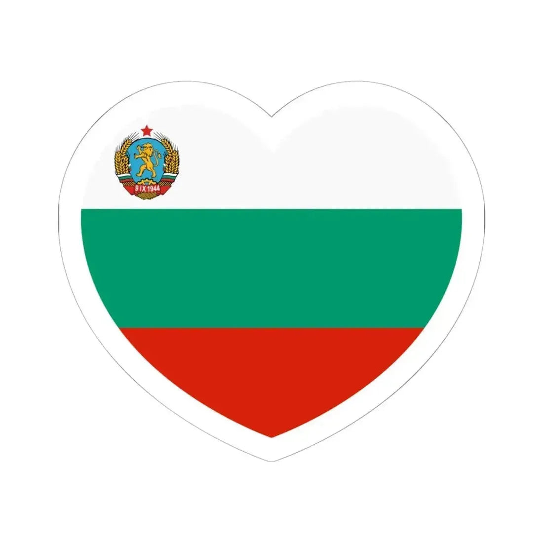 Heart Flag of Bulgaria 1948-1967 - STICKER Vinyl Kiss-Cut Decal 6 Inch White - The Sticker Space