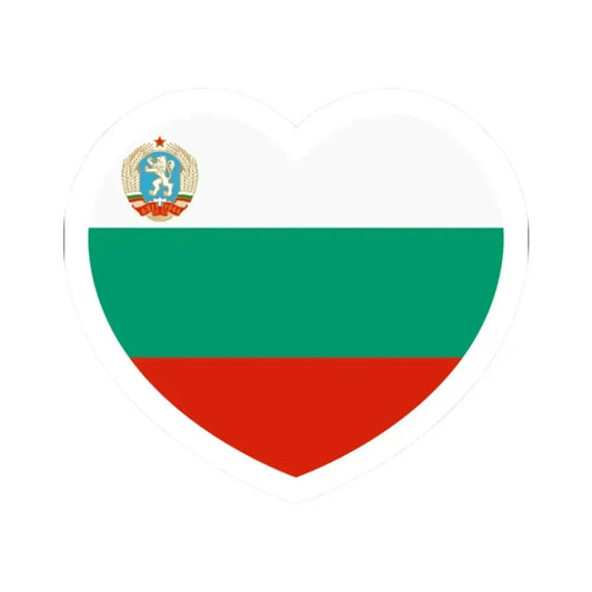 Heart Flag of Bulgaria 1971-1990 - STICKER Vinyl Kiss-Cut Decal 2 Inch White - The Sticker Space