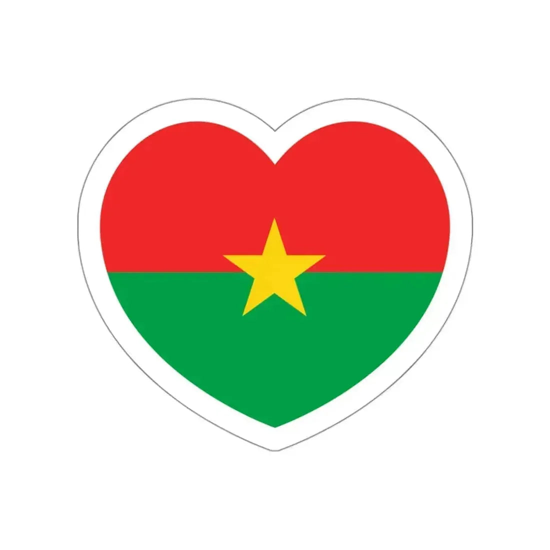 Heart Flag of Burkina Faso - STICKER Vinyl Die-Cut Decal White Die-Cut 3 Inch - The Sticker Space
