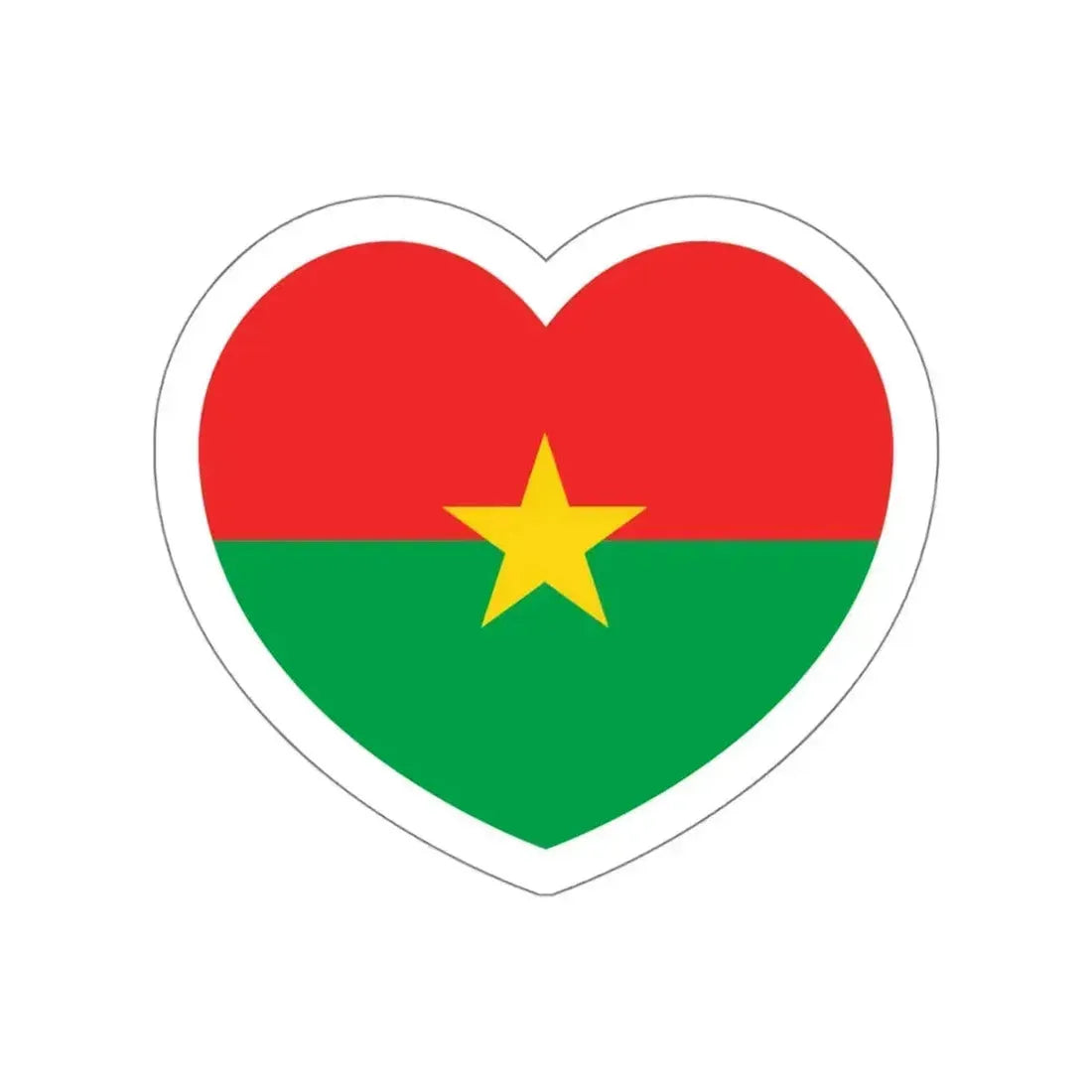 Heart Flag of Burkina Faso - STICKER Vinyl Die-Cut Decal White Die-Cut 6 Inch - The Sticker Space