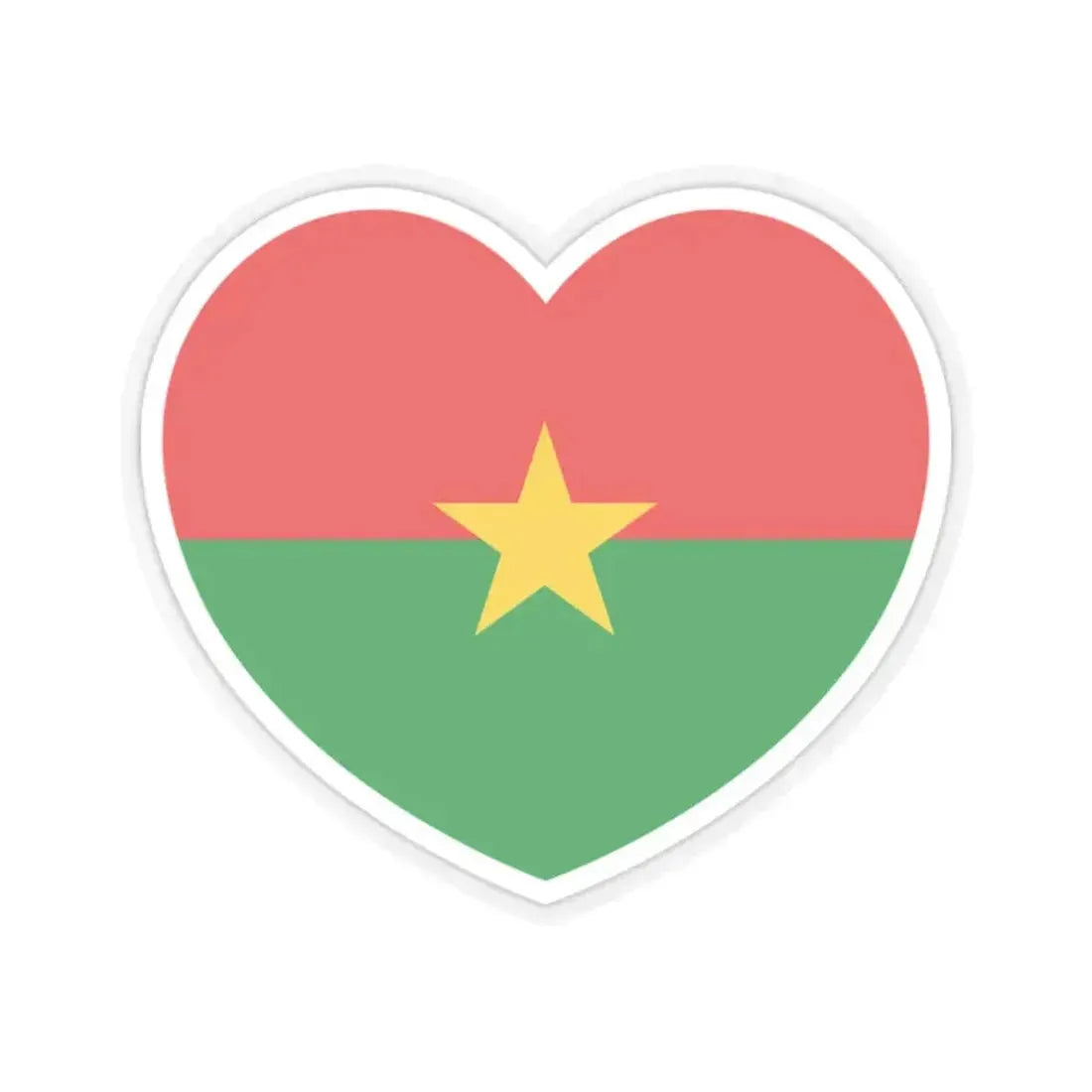Heart Flag of Burkina Faso - STICKER Vinyl Kiss-Cut Decal 2 Inch Transparent - The Sticker Space