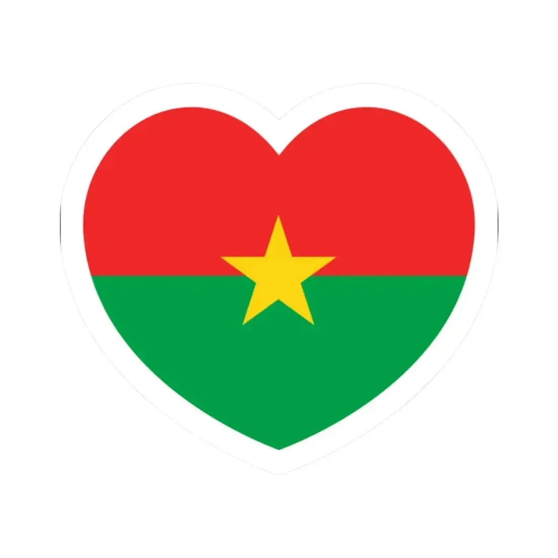 Heart Flag of Burkina Faso - STICKER Vinyl Kiss-Cut Decal 2 Inch White - The Sticker Space