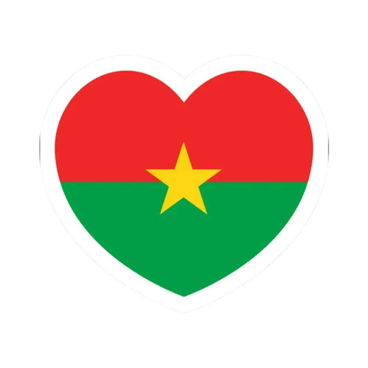 Heart Flag of Burkina Faso - STICKER Vinyl Kiss-Cut Decal 2 Inch White - The Sticker Space