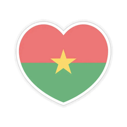 Heart Flag of Burkina Faso - STICKER Vinyl Kiss-Cut Decal 3 Inch Transparent - The Sticker Space