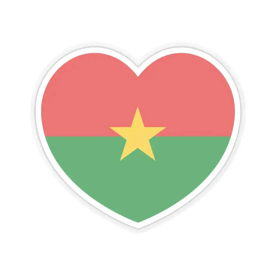 Heart Flag of Burkina Faso - STICKER Vinyl Kiss-Cut Decal 4 Inch Transparent - The Sticker Space