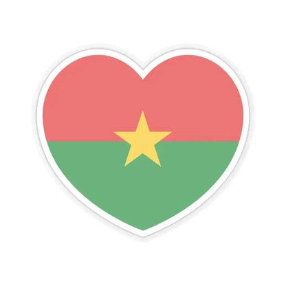Heart Flag of Burkina Faso - STICKER Vinyl Kiss-Cut Decal 4 Inch Transparent - The Sticker Space