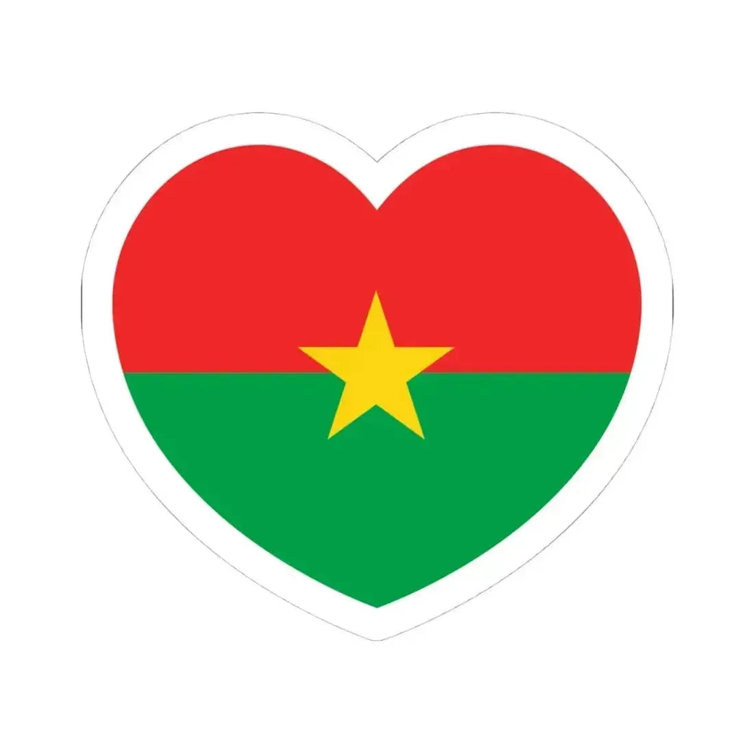 Heart Flag of Burkina Faso - STICKER Vinyl Kiss-Cut Decal 4 Inch White - The Sticker Space