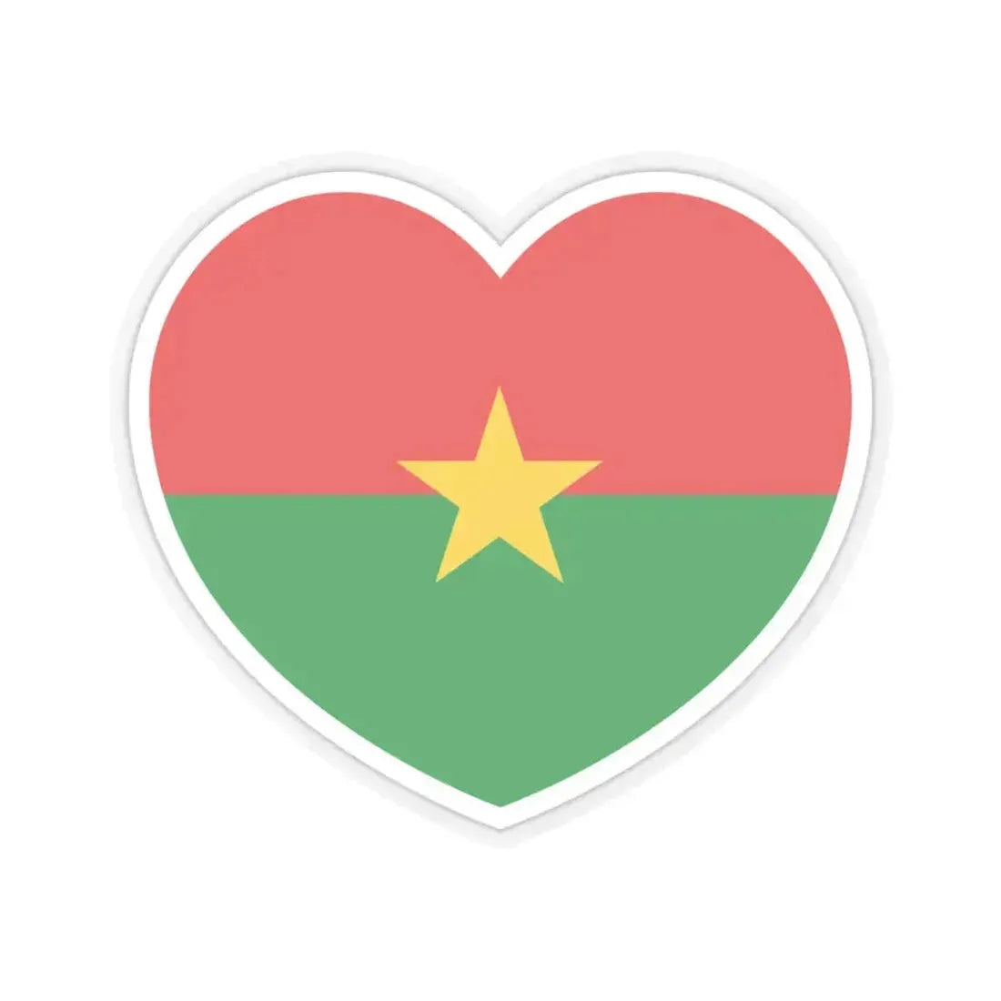 Heart Flag of Burkina Faso - STICKER Vinyl Kiss-Cut Decal 6 Inch Transparent - The Sticker Space