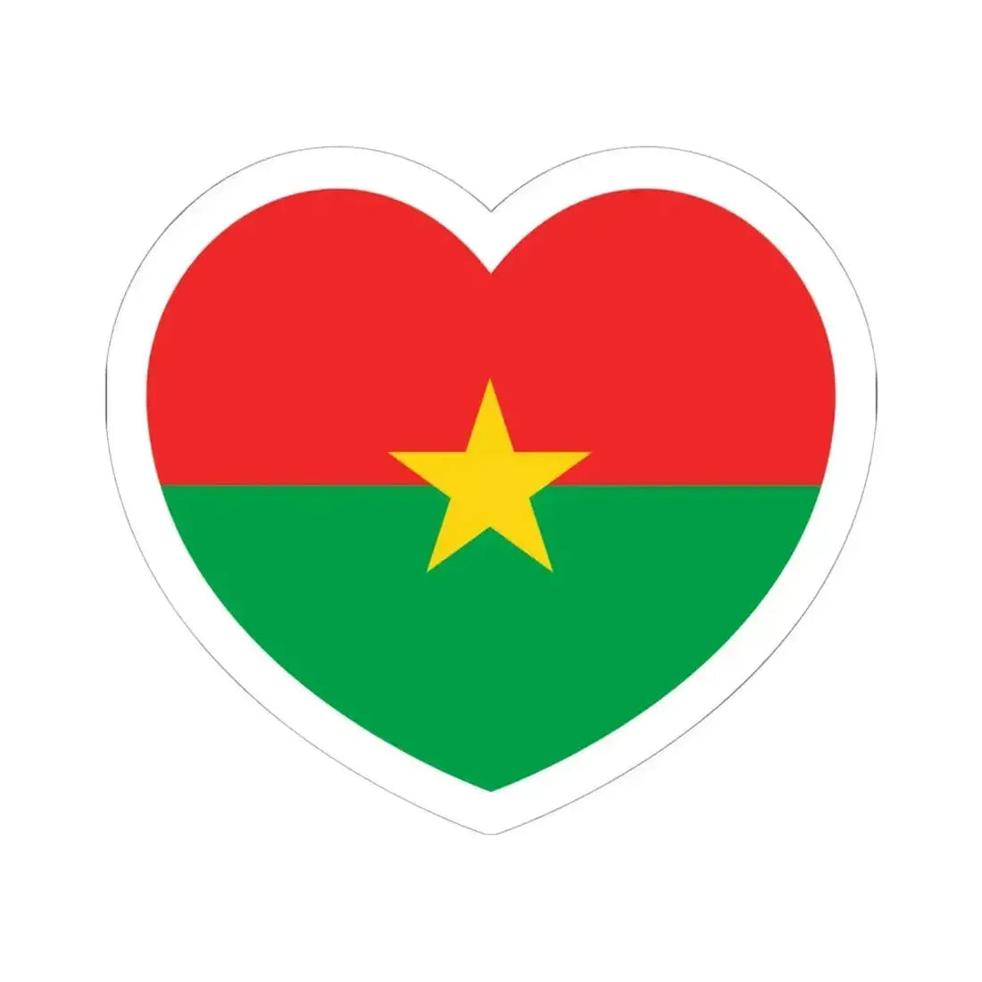 Heart Flag of Burkina Faso - STICKER Vinyl Kiss-Cut Decal 6 Inch White - The Sticker Space
