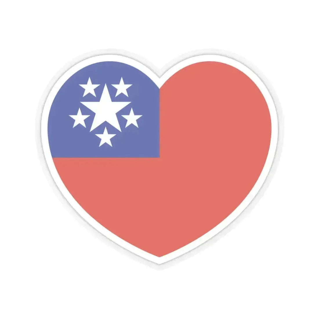 Heart Flag of Burma 1948-1974 - STICKER Vinyl Kiss-Cut Decal 3 Inch Transparent - The Sticker Space
