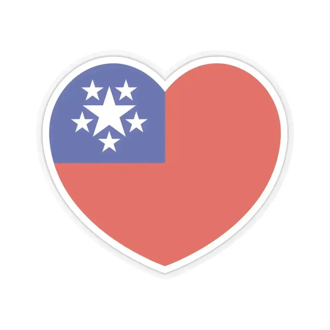 Heart Flag of Burma 1948-1974 - STICKER Vinyl Kiss-Cut Decal 6 Inch Transparent - The Sticker Space