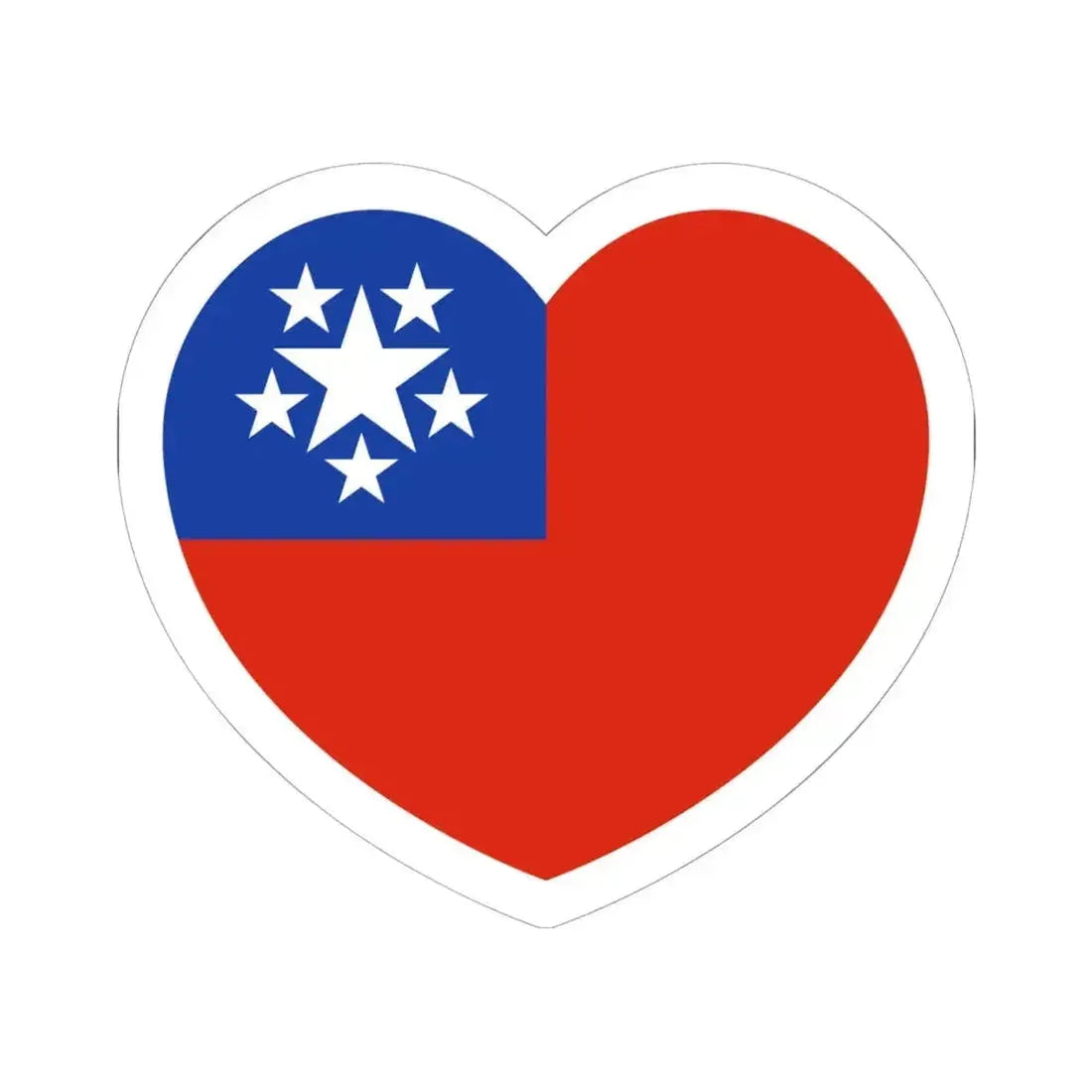 Heart Flag of Burma 1948-1974 - STICKER Vinyl Kiss-Cut Decal 6 Inch White - The Sticker Space