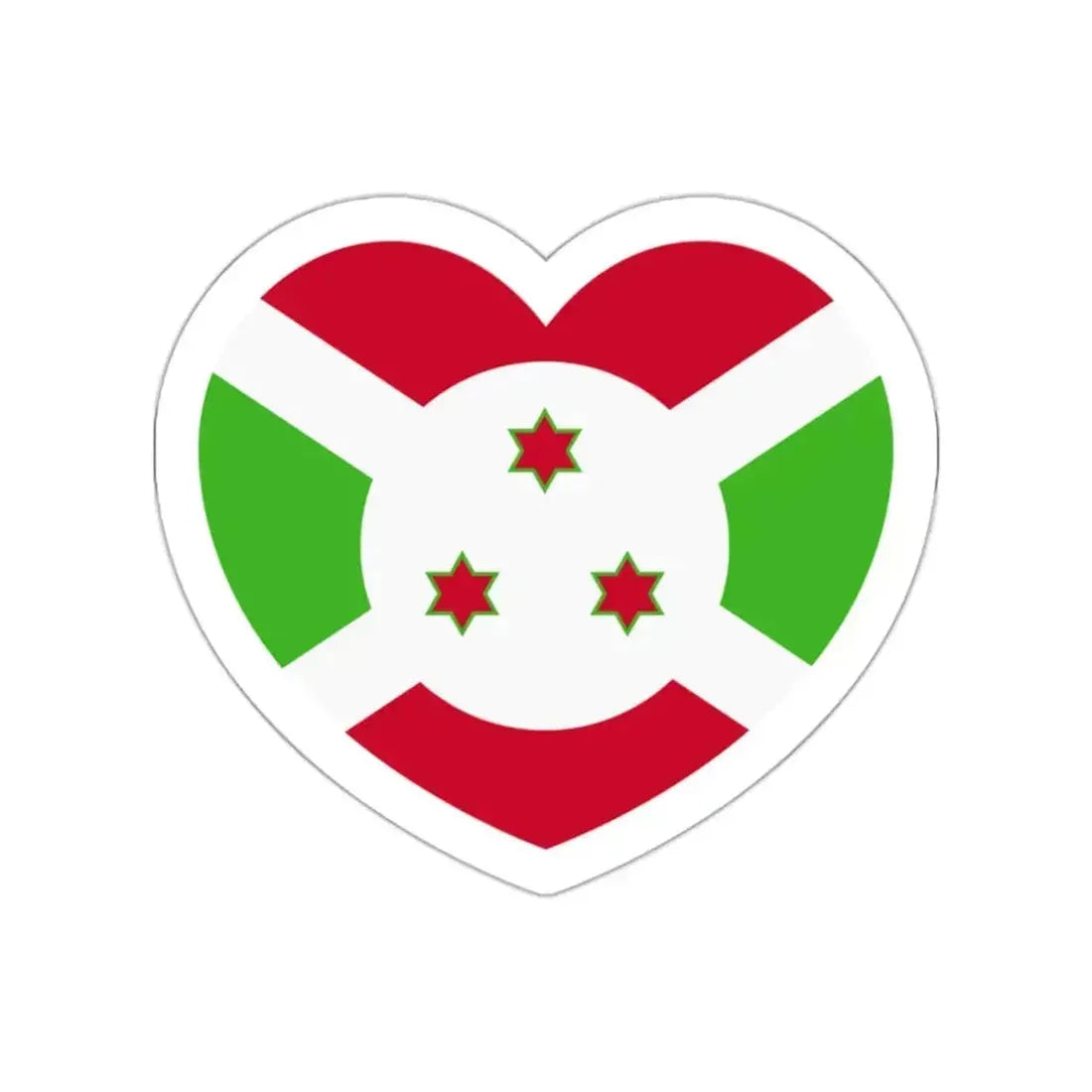 Heart Flag of Burundi - STICKER Vinyl Die-Cut Decal White Die-Cut 2 Inch - The Sticker Space