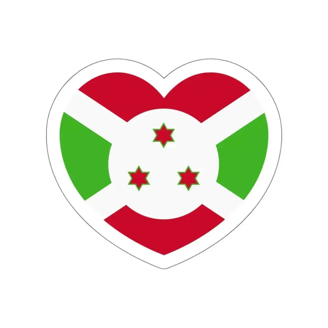 Heart Flag of Burundi - STICKER Vinyl Die-Cut Decal White Die-Cut 6 Inch - The Sticker Space