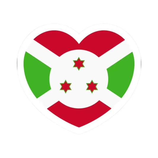 Heart Flag of Burundi - STICKER Vinyl Kiss-Cut Decal 2 Inch White - The Sticker Space