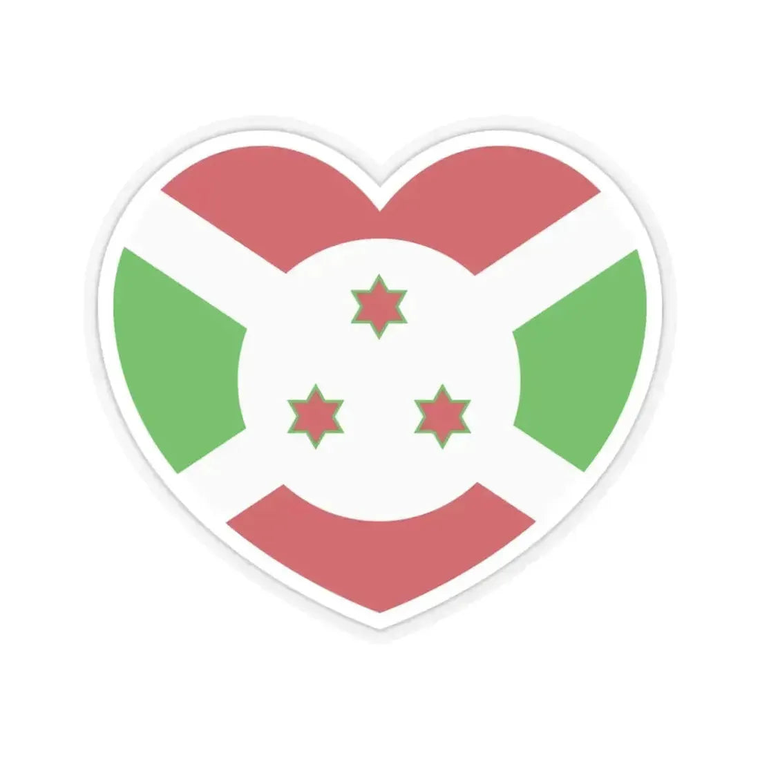 Heart Flag of Burundi - STICKER Vinyl Kiss-Cut Decal 3 Inch Transparent - The Sticker Space