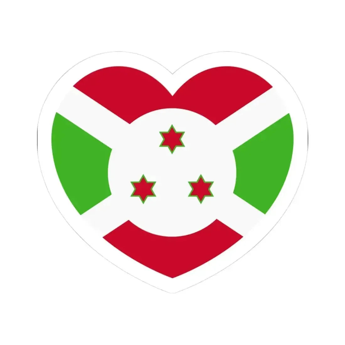 Heart Flag of Burundi - STICKER Vinyl Kiss-Cut Decal 3 Inch White - The Sticker Space