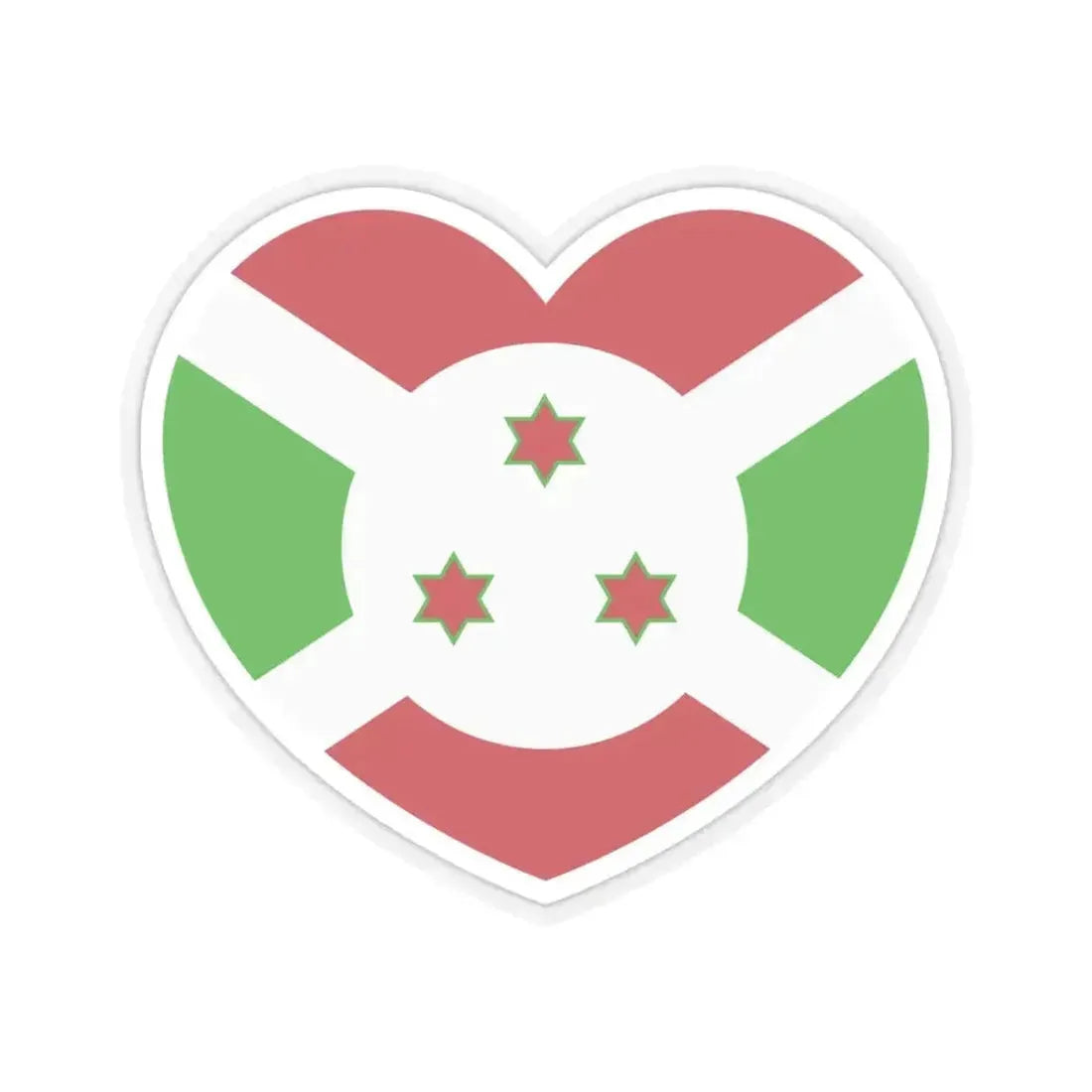 Heart Flag of Burundi - STICKER Vinyl Kiss-Cut Decal 4 Inch Transparent - The Sticker Space