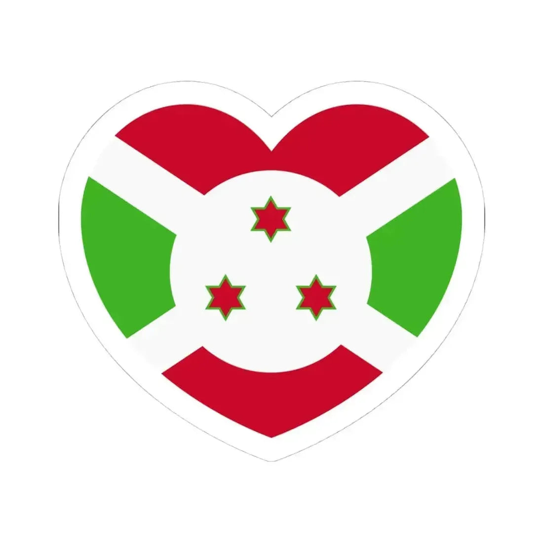 Heart Flag of Burundi - STICKER Vinyl Kiss-Cut Decal 4 Inch White - The Sticker Space