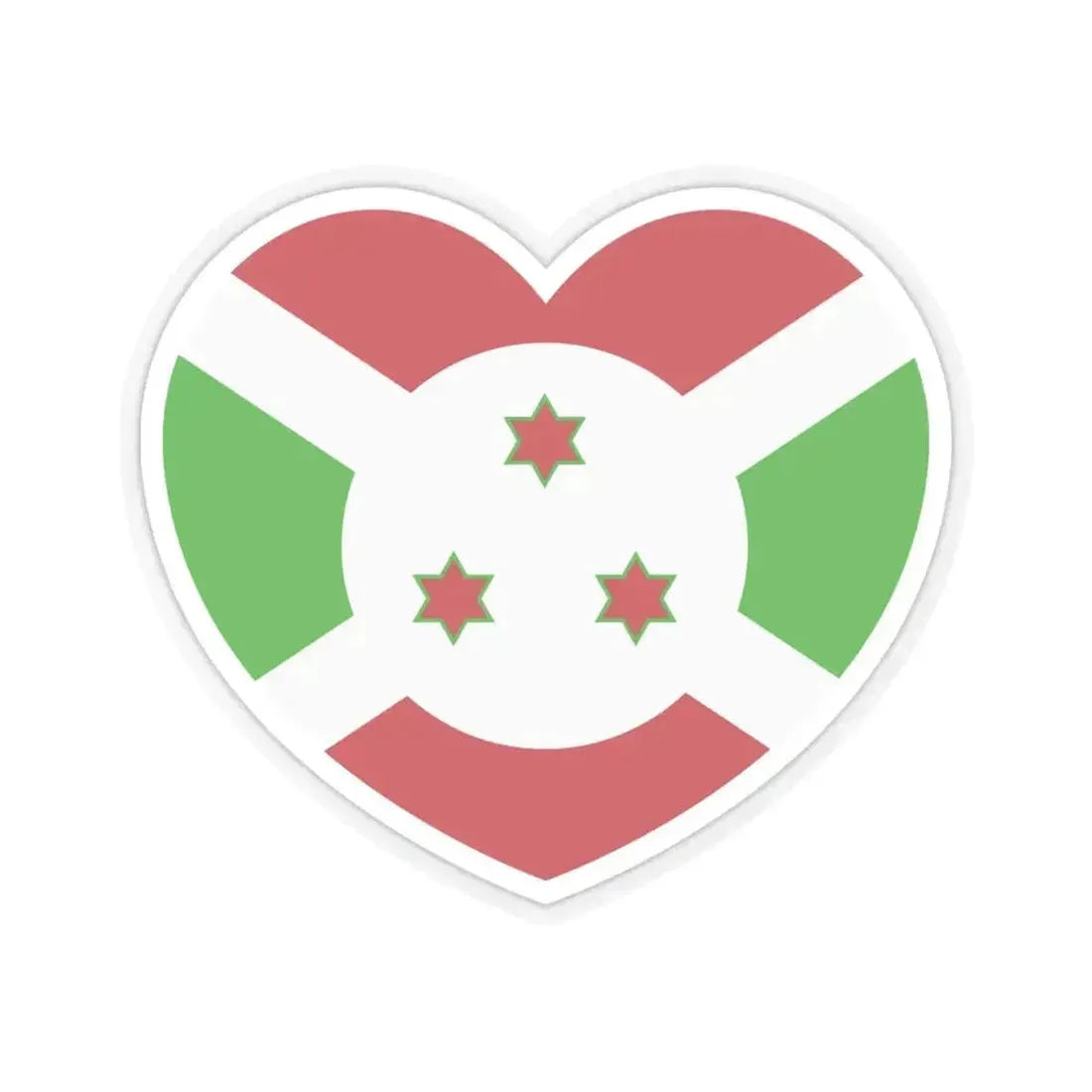 Heart Flag of Burundi - STICKER Vinyl Kiss-Cut Decal 6 Inch Transparent - The Sticker Space