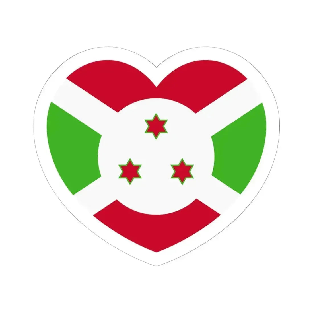 Heart Flag of Burundi - STICKER Vinyl Kiss-Cut Decal 6 Inch White - The Sticker Space