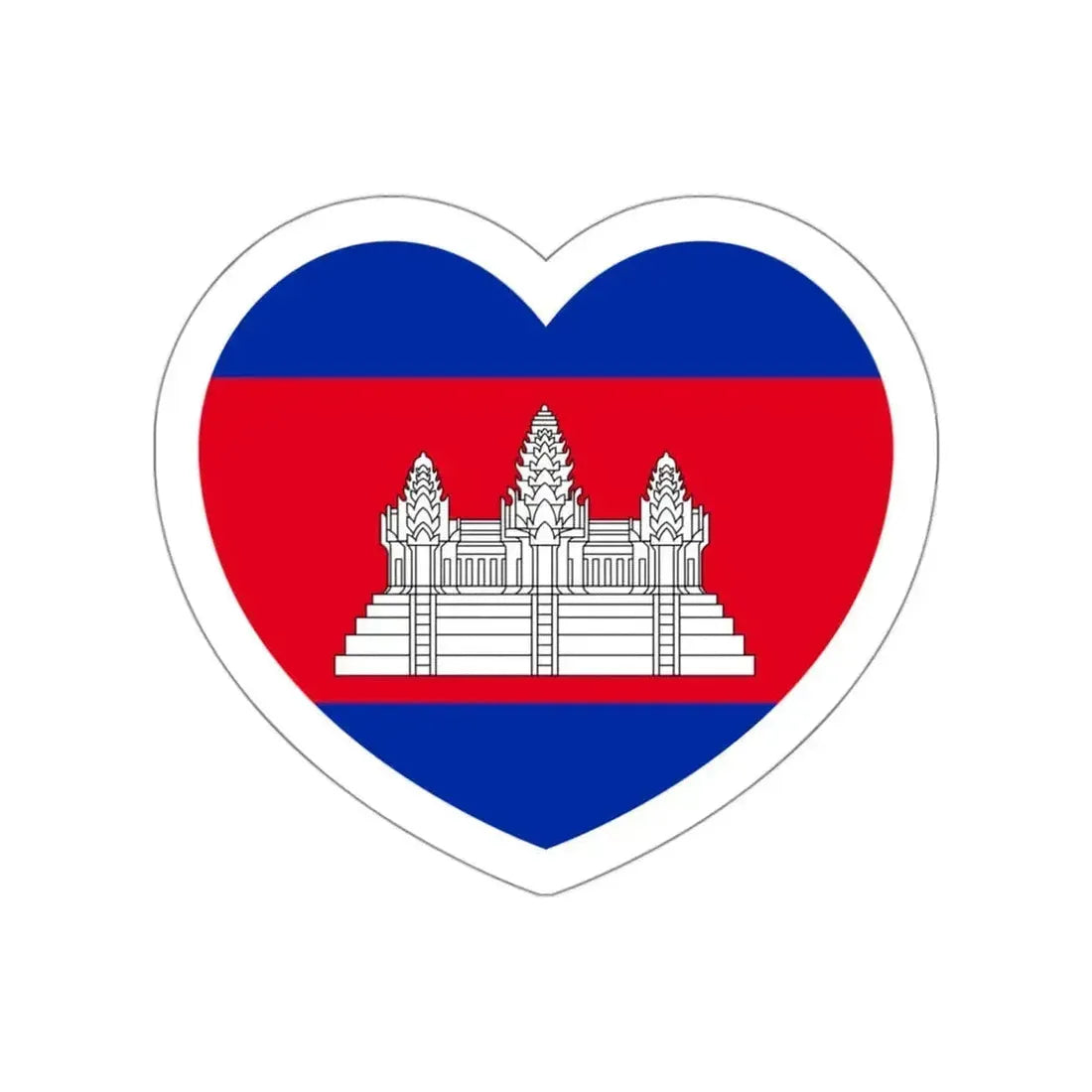 Heart Flag of Cambodia - STICKER Vinyl Die-Cut Decal White Die-Cut 3 Inch - The Sticker Space
