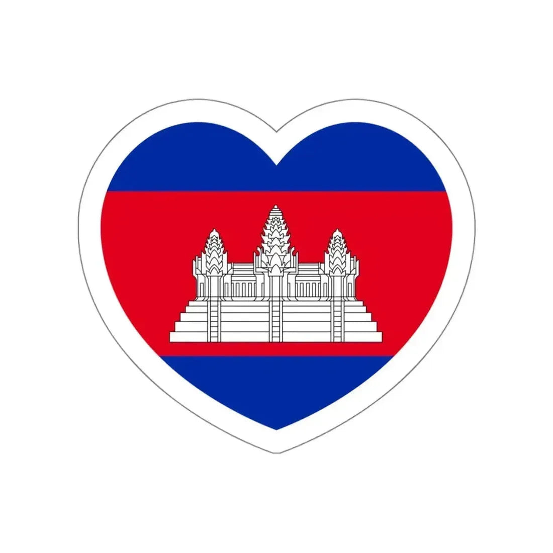 Heart Flag of Cambodia - STICKER Vinyl Die-Cut Decal White Die-Cut 5 Inch - The Sticker Space