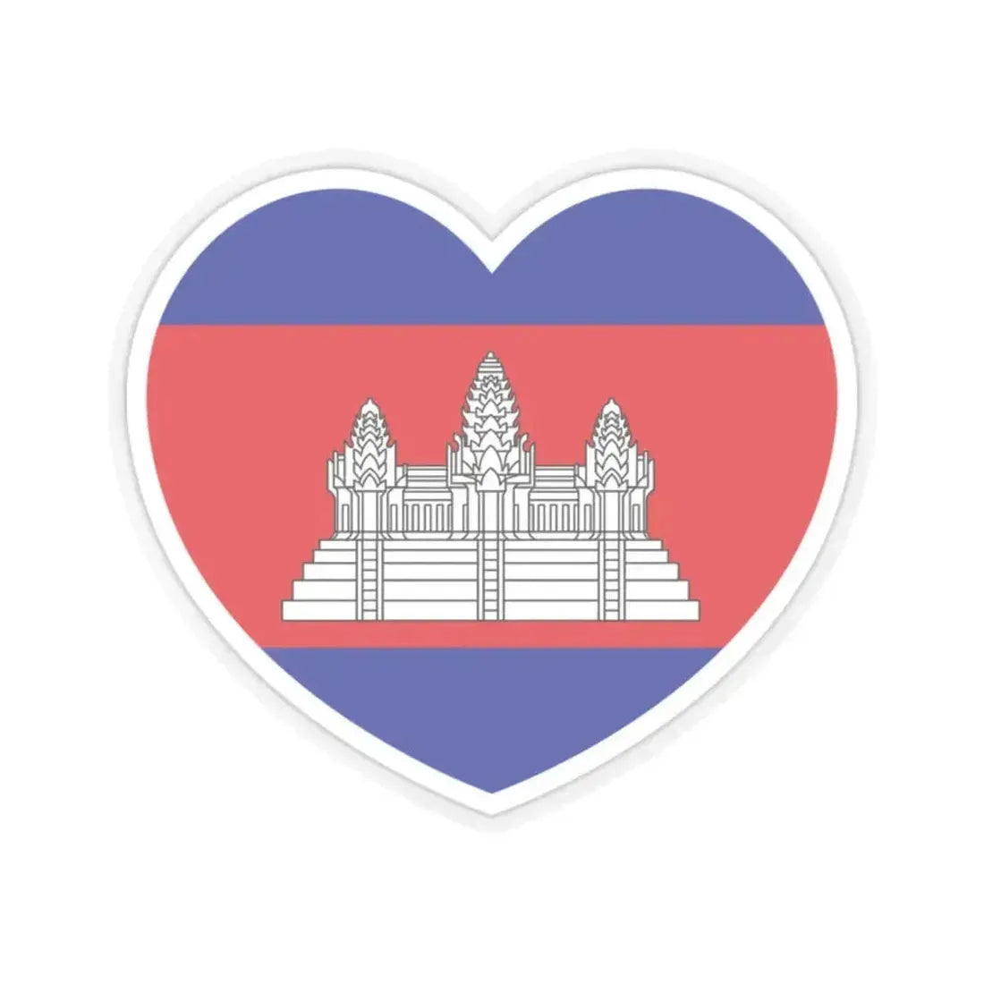 Heart Flag of Cambodia - STICKER Vinyl Kiss-Cut Decal 2 Inch Transparent - The Sticker Space