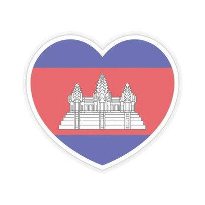 Heart Flag of Cambodia - STICKER Vinyl Kiss-Cut Decal 2 Inch Transparent - The Sticker Space