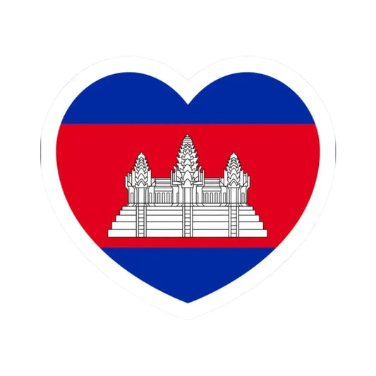 Heart Flag of Cambodia - STICKER Vinyl Kiss-Cut Decal 2 Inch White - The Sticker Space