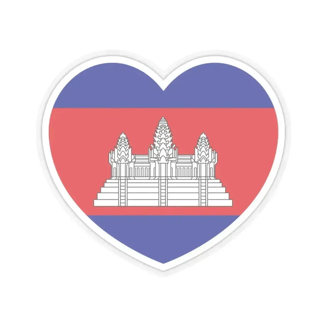 Heart Flag of Cambodia - STICKER Vinyl Kiss-Cut Decal 3 Inch Transparent - The Sticker Space