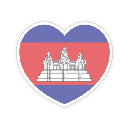 Heart Flag of Cambodia - STICKER Vinyl Kiss-Cut Decal 3 Inch Transparent - The Sticker Space