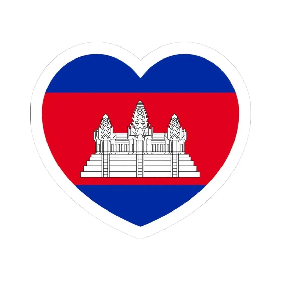Heart Flag of Cambodia - STICKER Vinyl Kiss-Cut Decal 3 Inch White - The Sticker Space