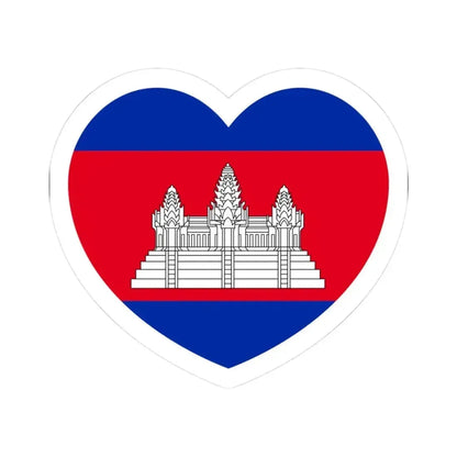 Heart Flag of Cambodia - STICKER Vinyl Kiss-Cut Decal 3 Inch White - The Sticker Space