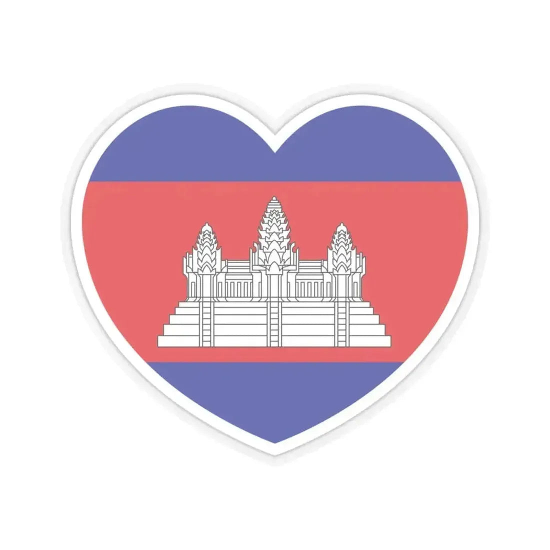 Heart Flag of Cambodia - STICKER Vinyl Kiss-Cut Decal 4 Inch Transparent - The Sticker Space