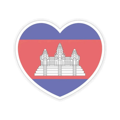 Heart Flag of Cambodia - STICKER Vinyl Kiss-Cut Decal 4 Inch Transparent - The Sticker Space