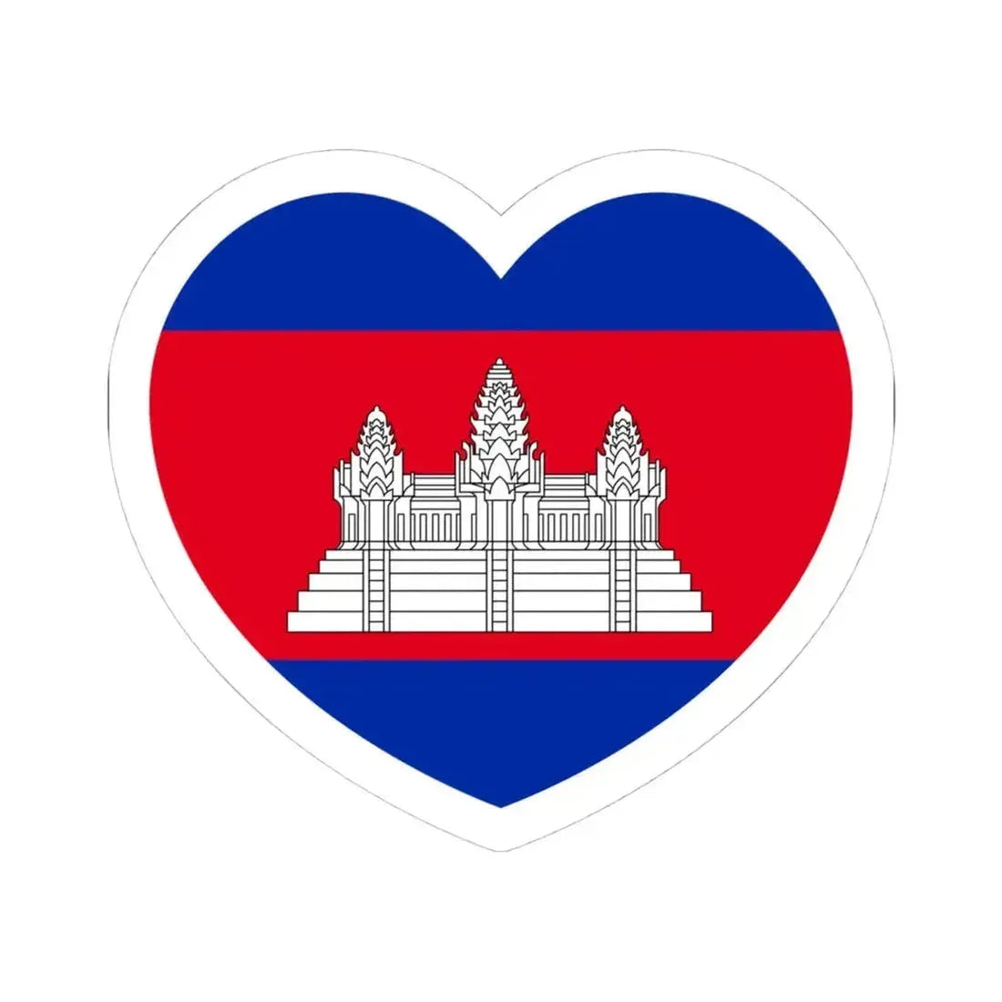 Heart Flag of Cambodia - STICKER Vinyl Kiss-Cut Decal 4 Inch White - The Sticker Space