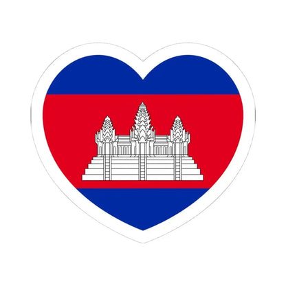 Heart Flag of Cambodia - STICKER Vinyl Kiss-Cut Decal 4 Inch White - The Sticker Space
