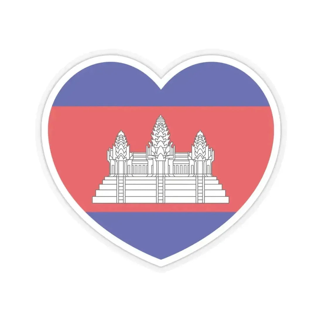 Heart Flag of Cambodia - STICKER Vinyl Kiss-Cut Decal 6 Inch Transparent - The Sticker Space